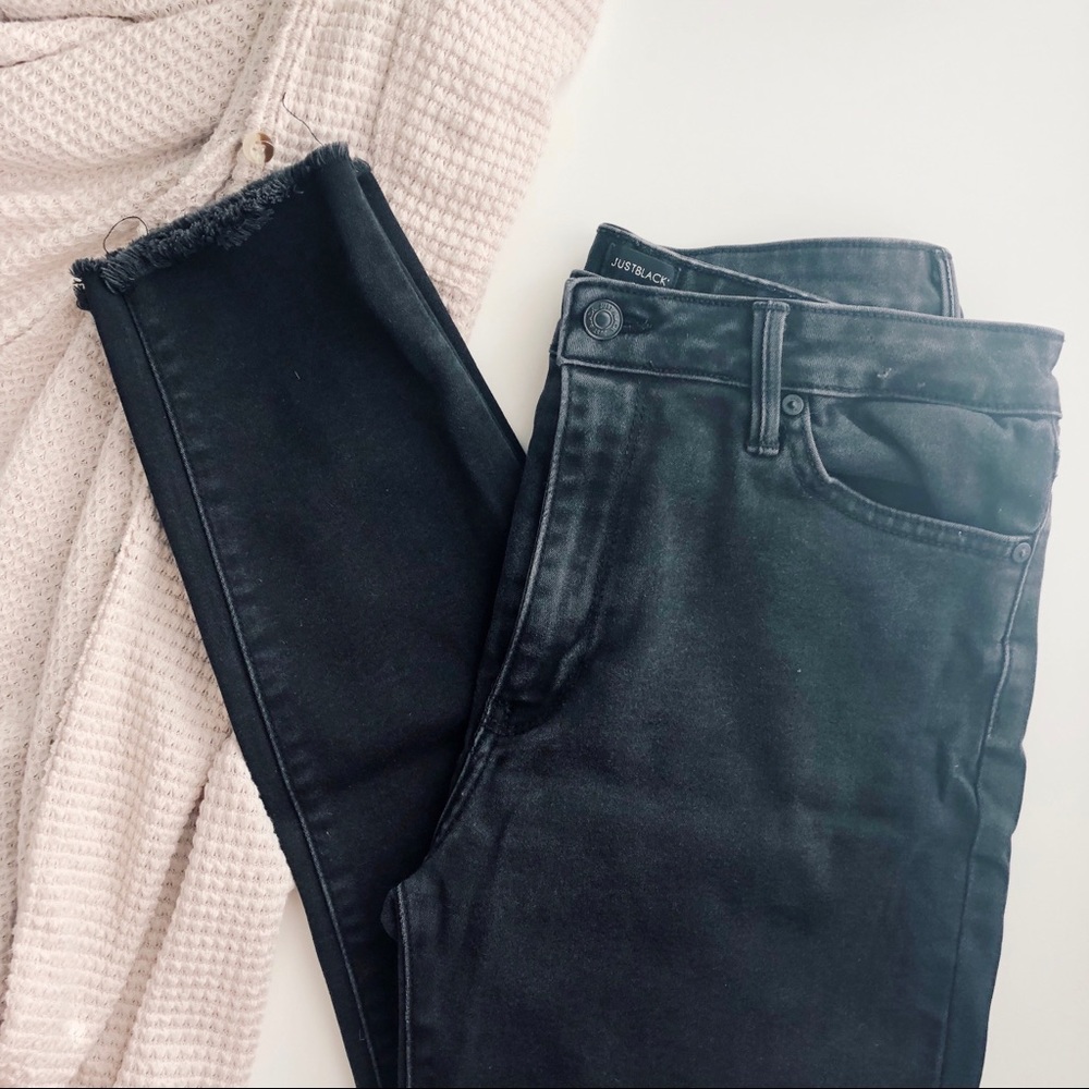 Just Black Black/Charcoal Frayed Skinny Jeans